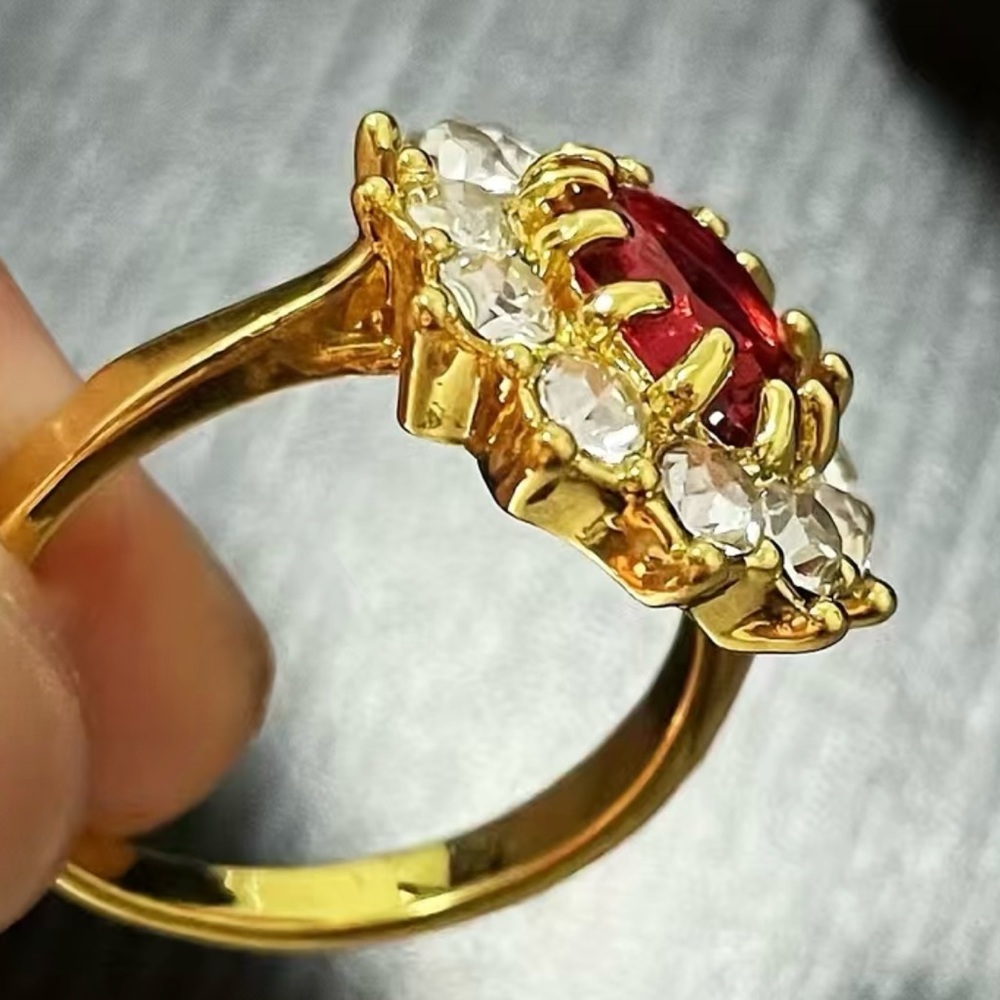 Ruby Red 18k Gold Plated Ring - image 3